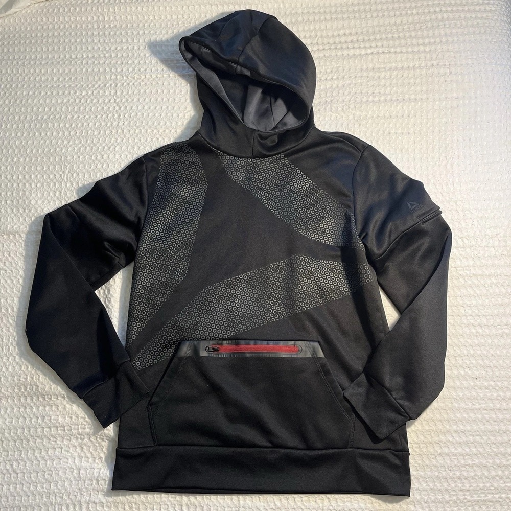 Reebok Youth Boy's Size XLarge 14/16 Black Hooded Athletic Hoodie Tech